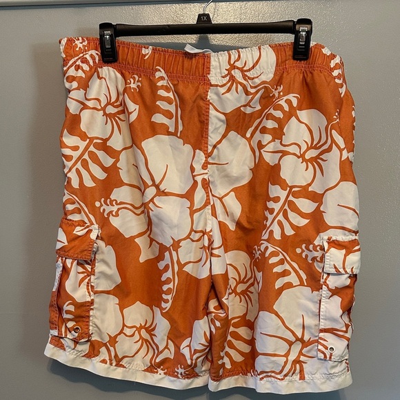 Arizona Jean Company Floral Orange and White Swim Trunks - Picture 4 of 6
